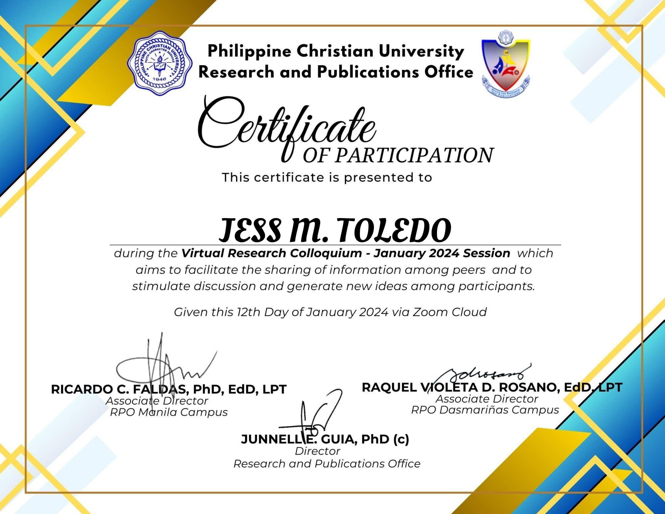 Virtual Research Colloquium